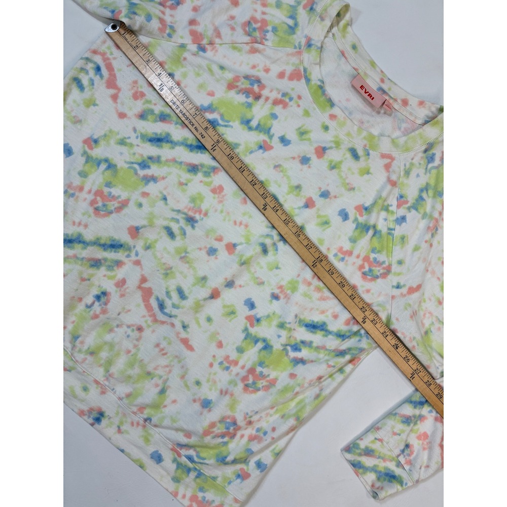 Evri Womens 1X Sweatshirt‎ Crewneck Tie Dye Pastel Green Blue Coral Pullover Top - Picture 3 of 8